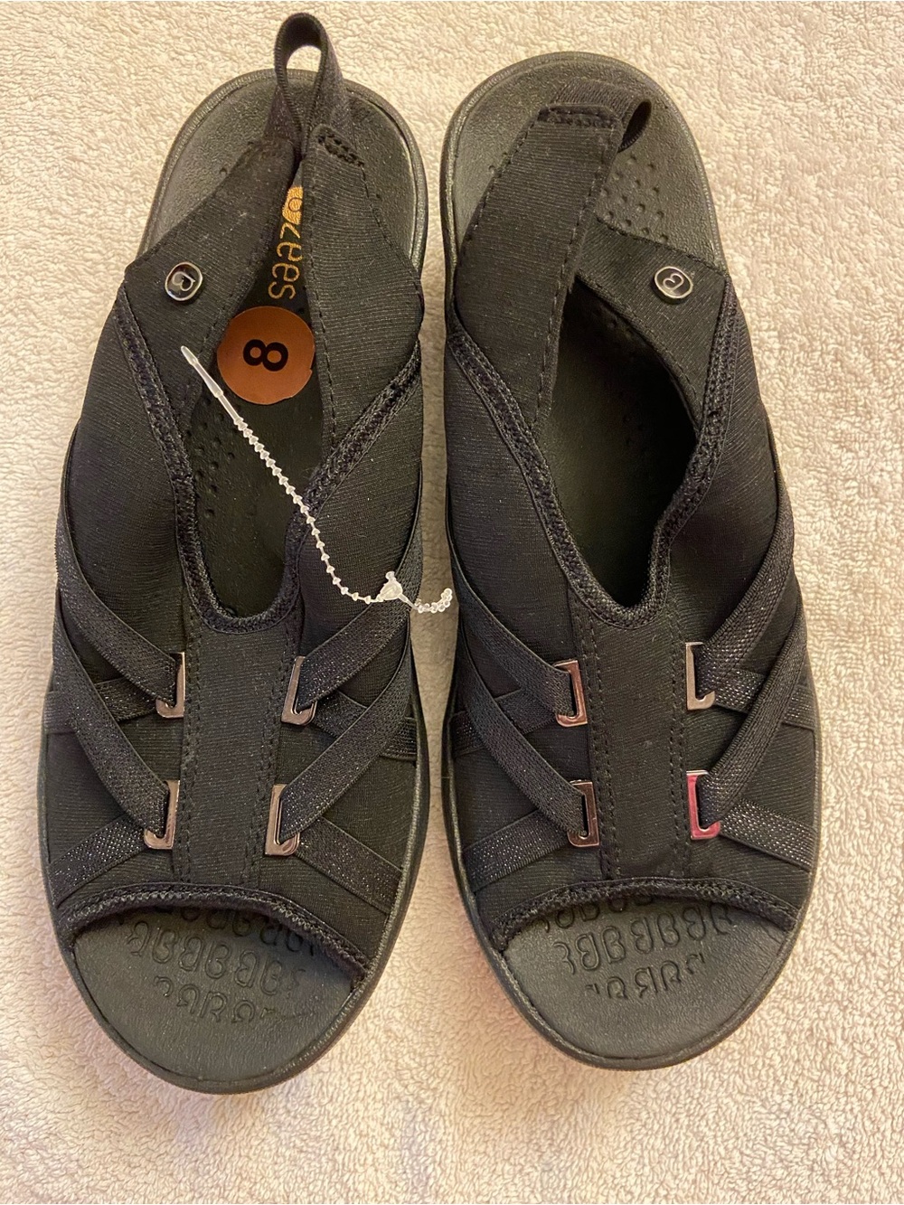 Bzees Black Stretch Fabric Slip-On Sandals